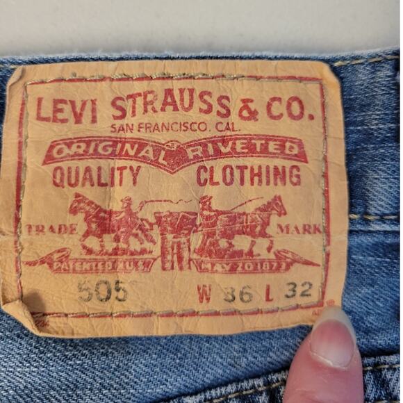 Y2K Levi's 505 Straight Fit Jeans Men's W36 L32 90's Utility Work Pants - Picture 3 of 12